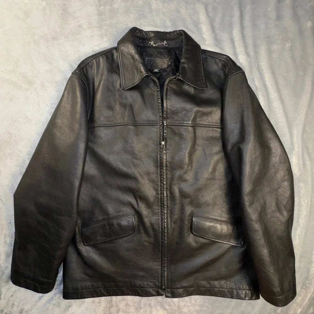 J. Crew Mens XL Pebbled Leather Jacket Brown Bomber Coat Flight Motorcycle Chore